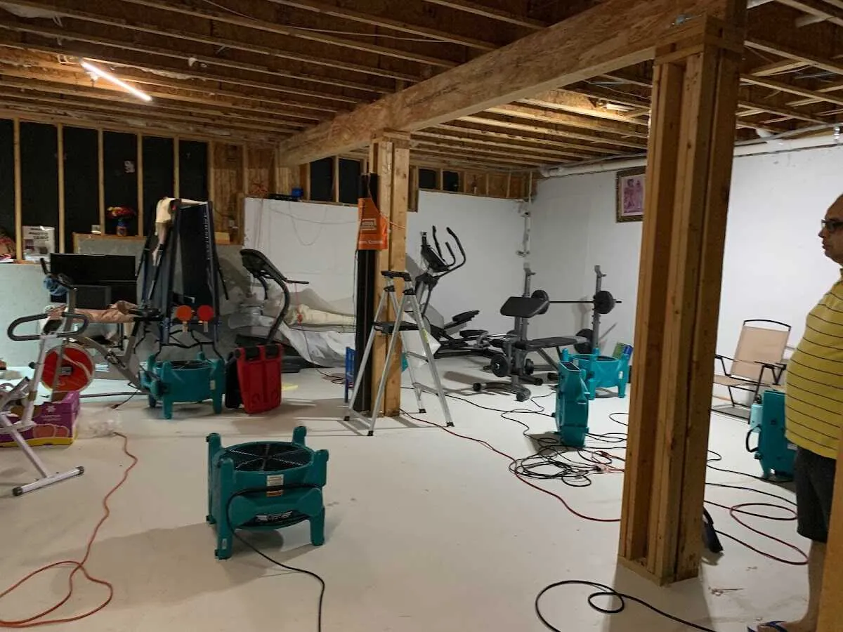Basement drying equipment setup for Contents Cleaning & Restoration in Madison